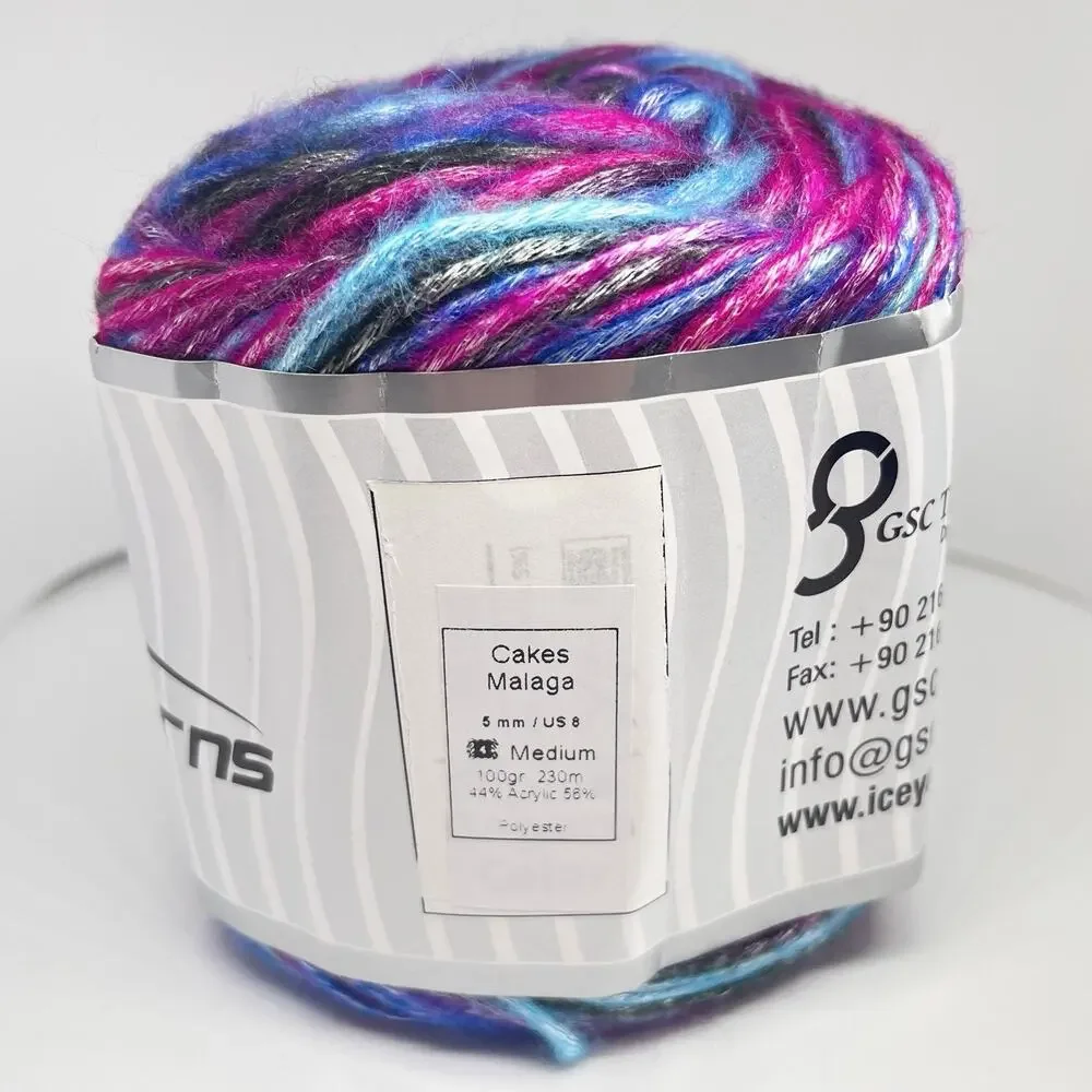 ICE Yarns Cakes Malaga Yarn, Blue Pink Purple Gray